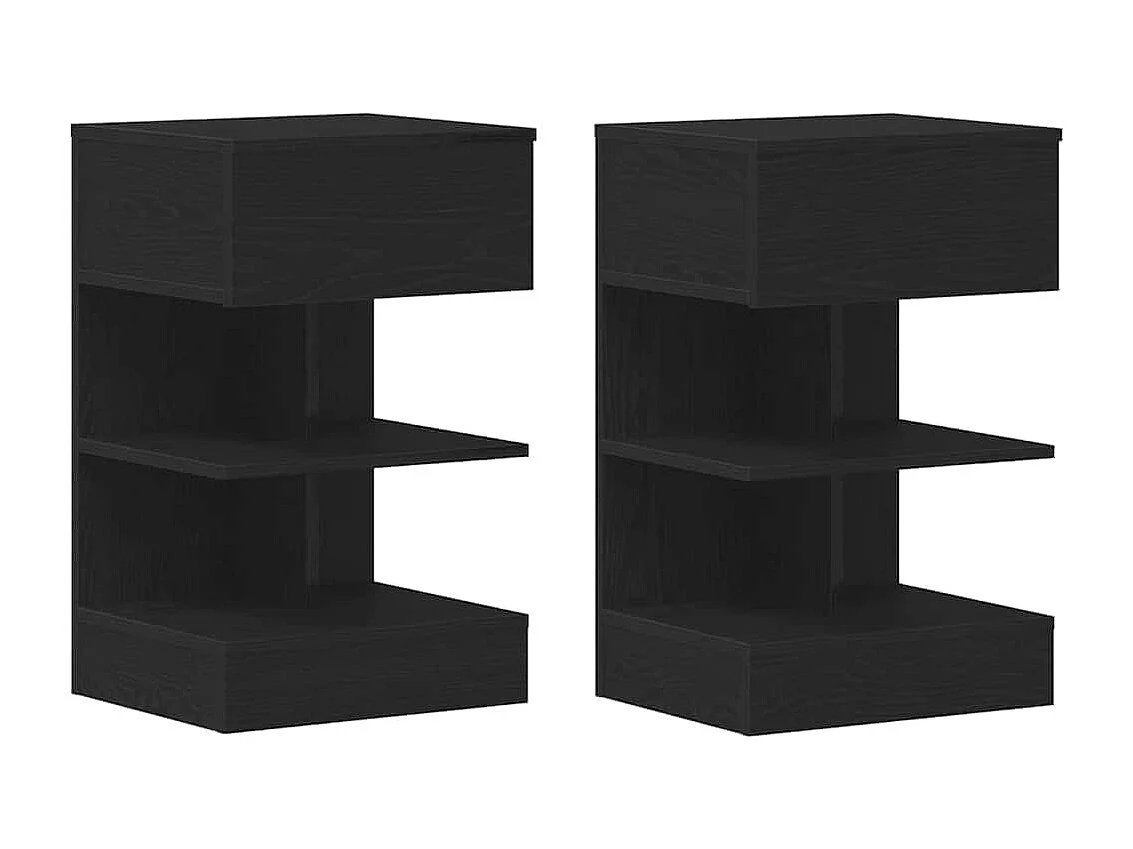 Cabinet de chevet avec tiroir 2 pcs Chêne noir 40 x 35 x 65 cm
