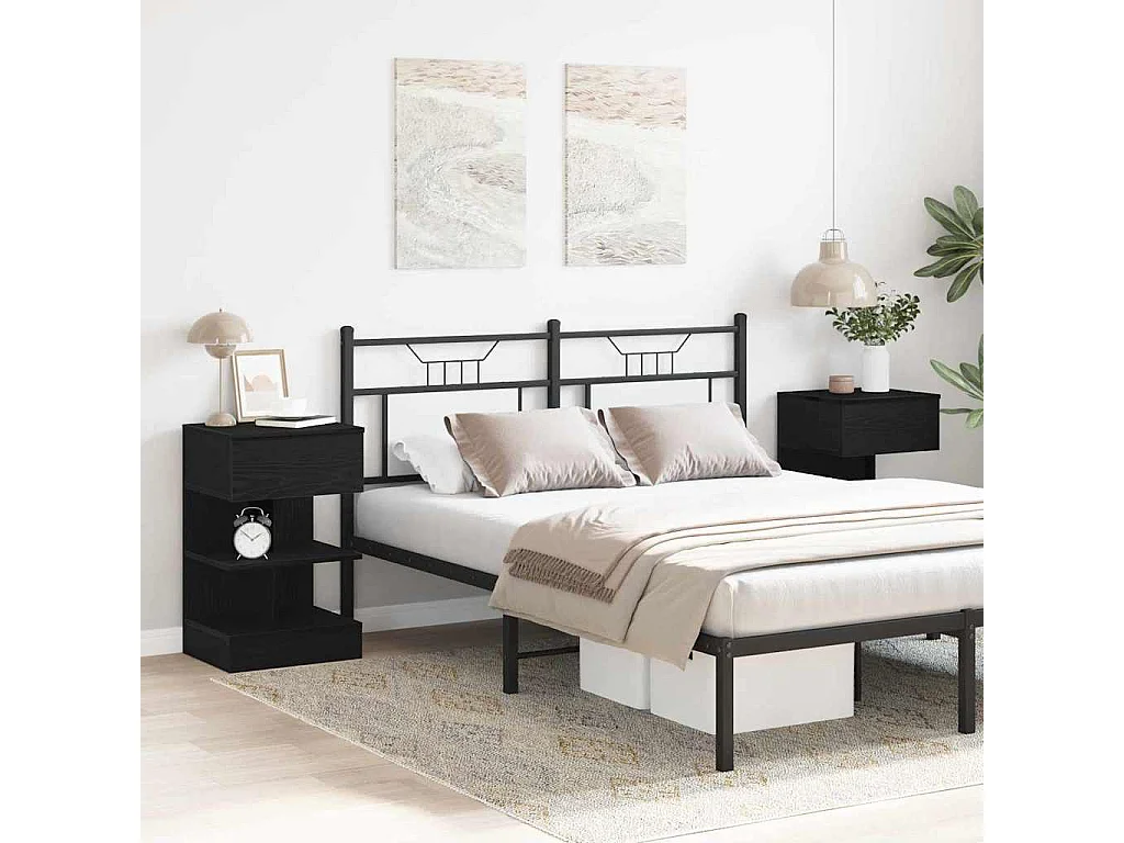 Cabinet de chevet avec tiroir 2 pcs Chêne noir 40 x 35 x 65 cm