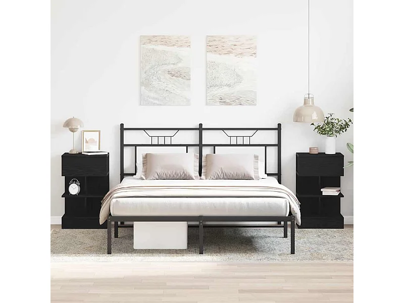 Comodino con cassetto 2 pz Rovere nero 40 x 35 x 65 cm