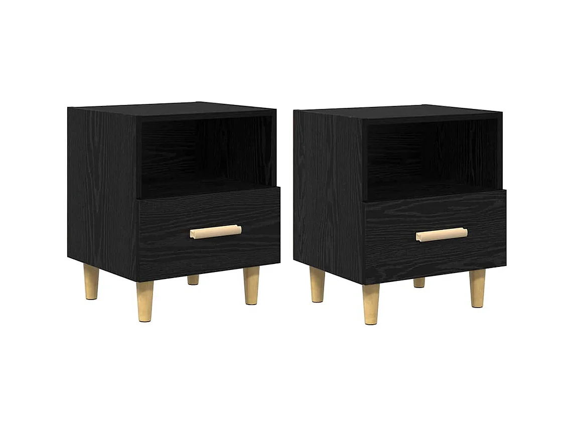Nachtkastje 2 stuks Zwarte eik 40 x 35 x 47,5 cm