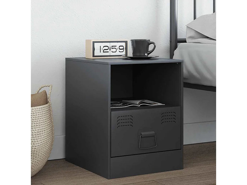 Comodino antracite 34,5x39x44 cm acciaio