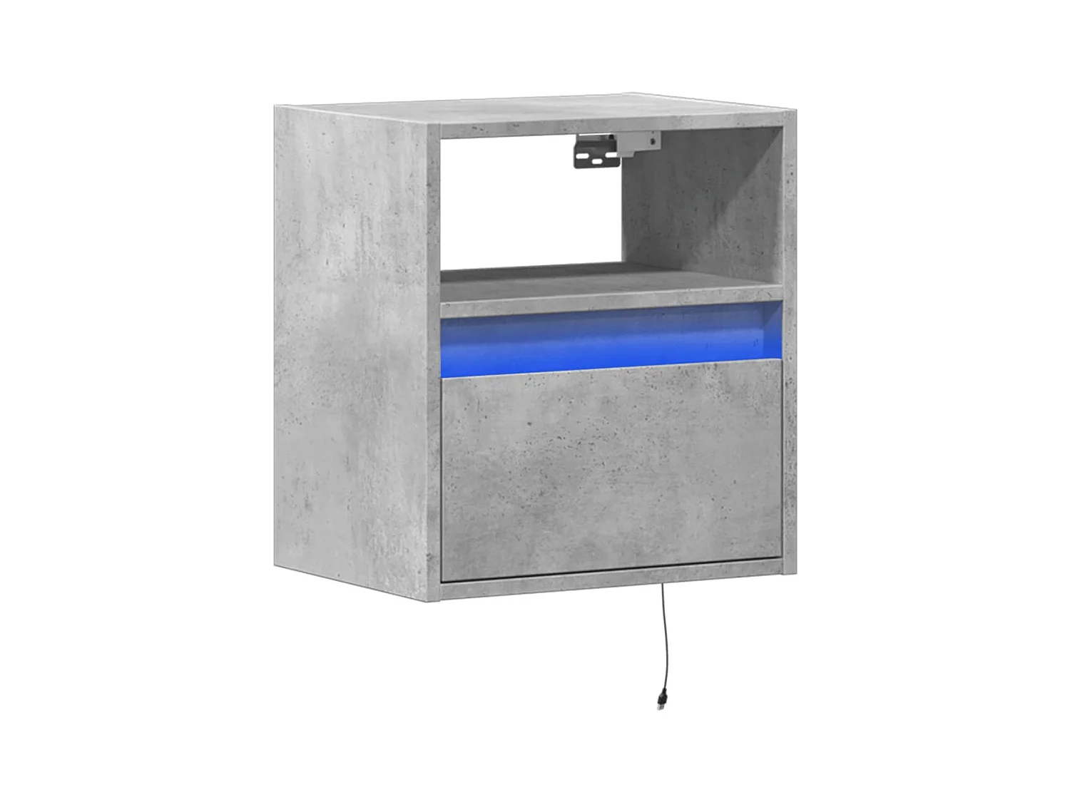Comodino da parete grigio cemento con luci LED