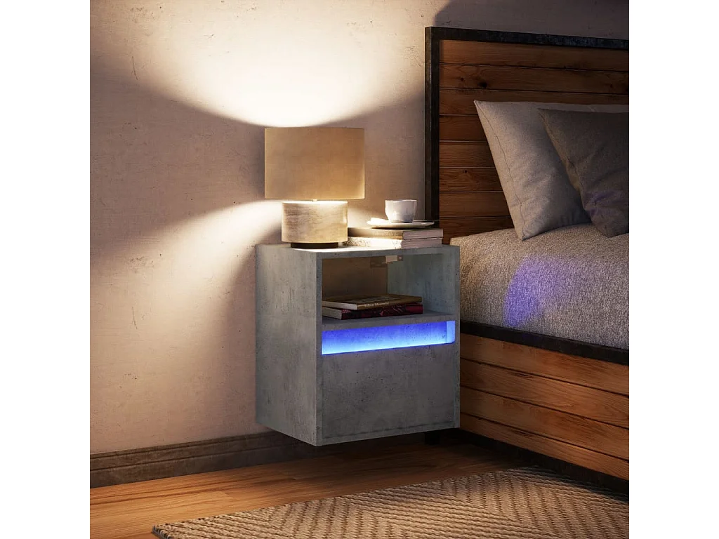 Comodino da parete grigio cemento con luci LED