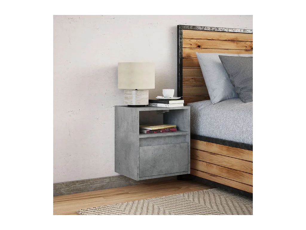 Comodino da parete grigio cemento con luci LED