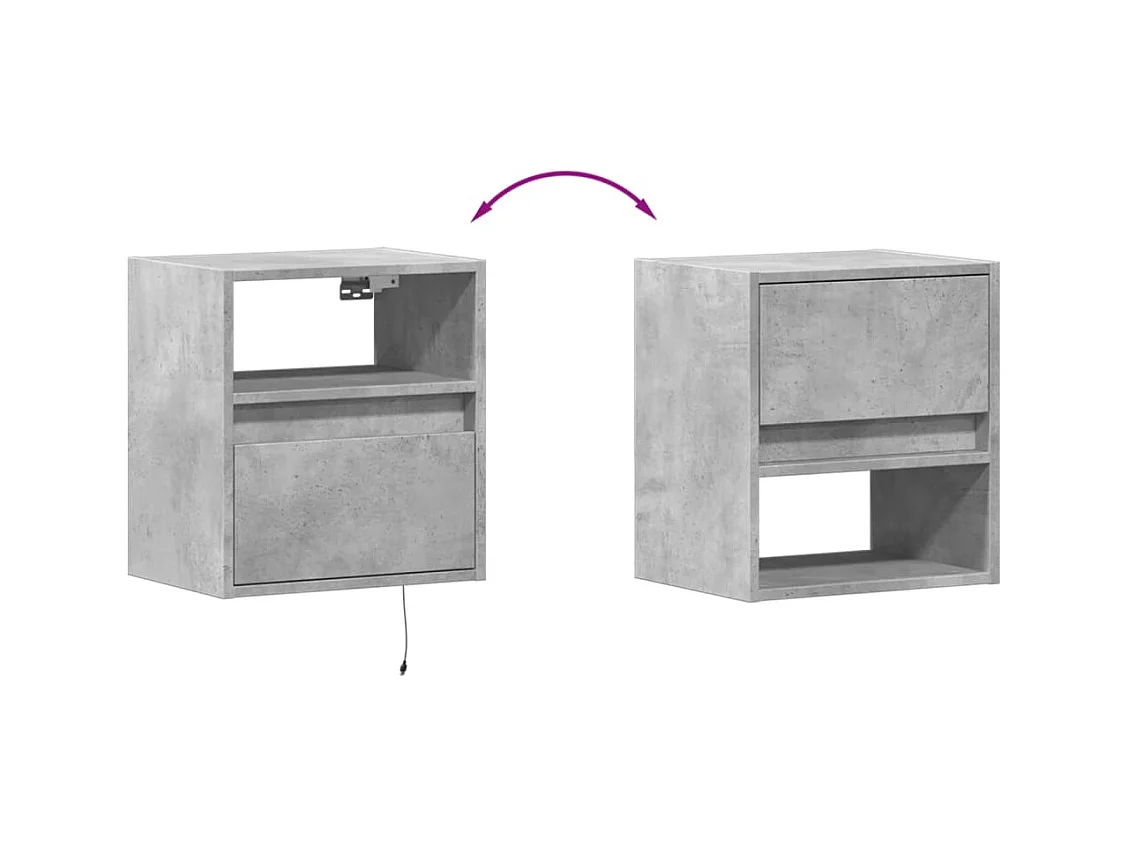 Comodino da parete grigio cemento con luci LED