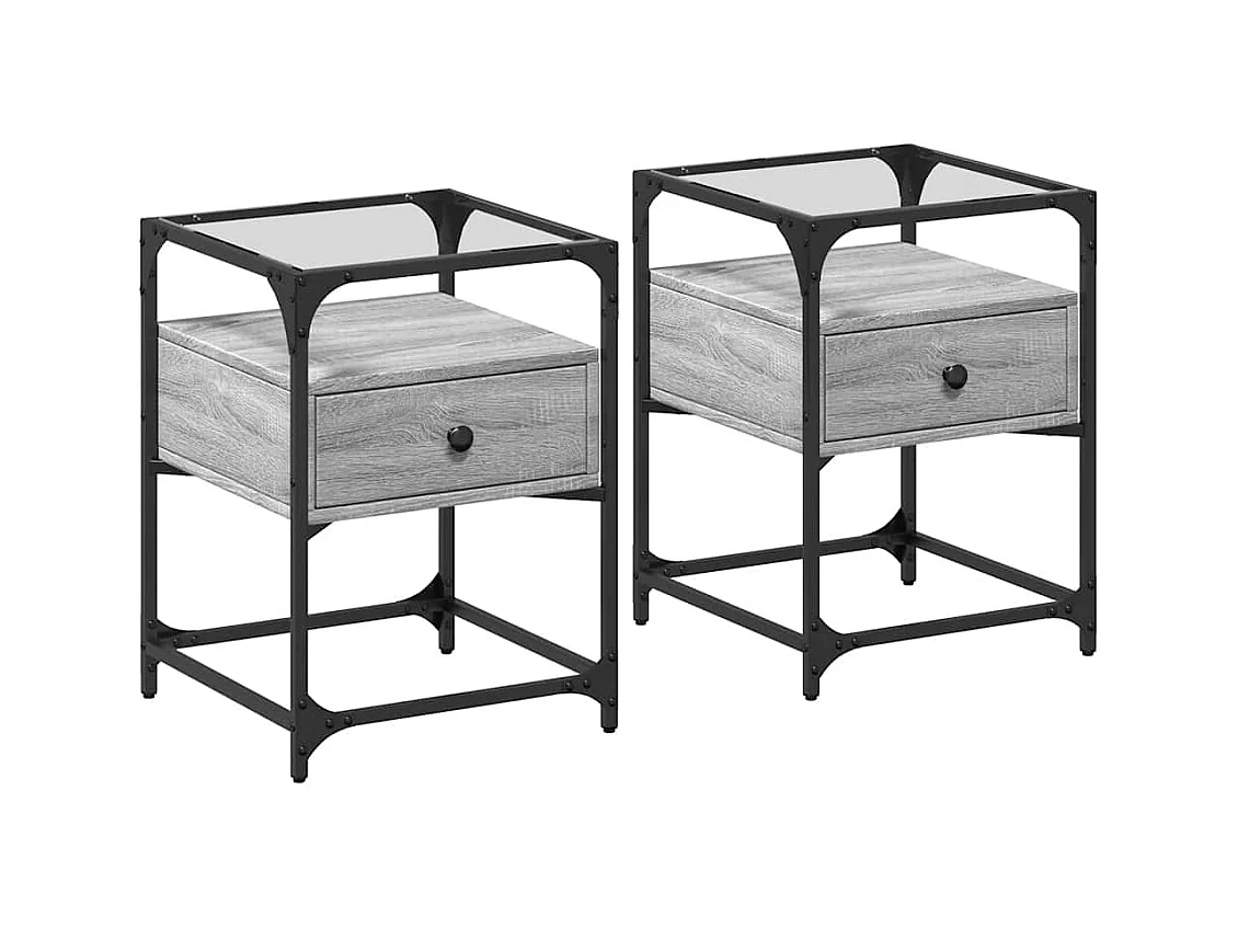 Mesitas de noche 2 piezas gris sonoma 40x40x55 cm madera de ingeniería