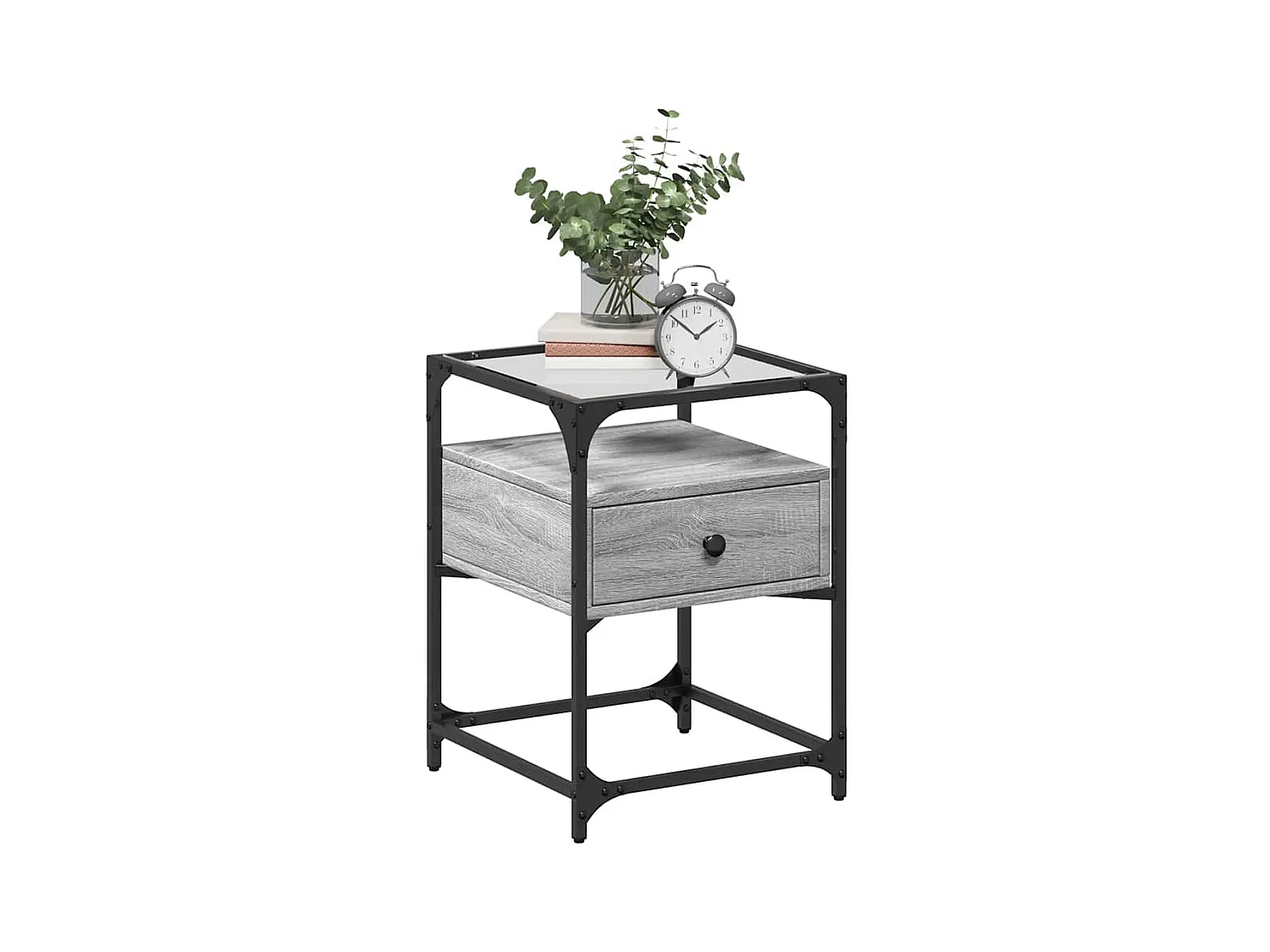 Mesitas de noche 2 piezas gris sonoma 40x40x55 cm madera de ingeniería