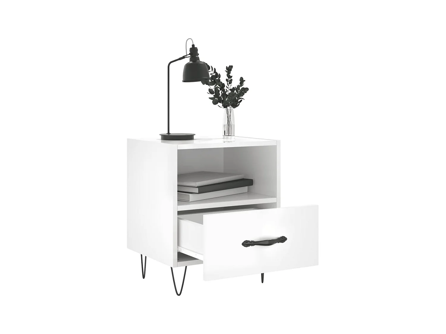 Comodini 2 pz bianco lucido 40x35x47,5 cm