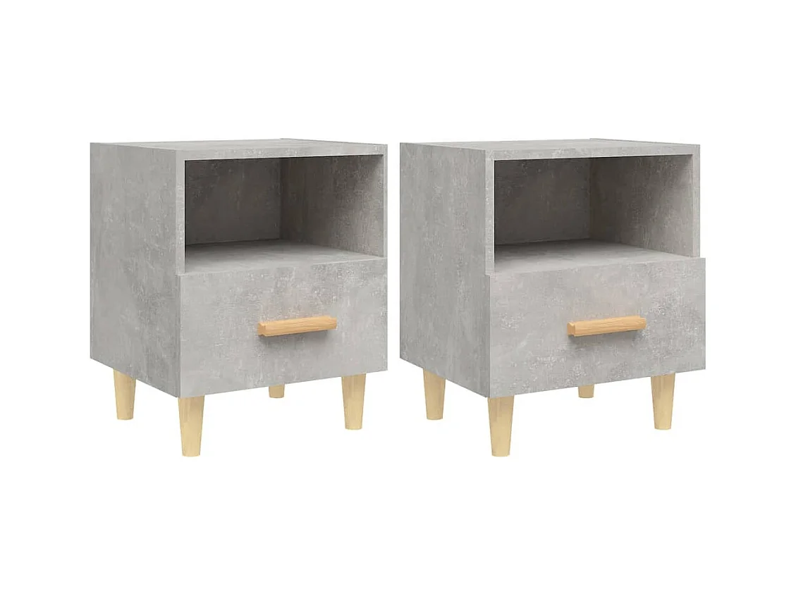Tables de chevet 2 pcs Gris béton 40x35x47 cm