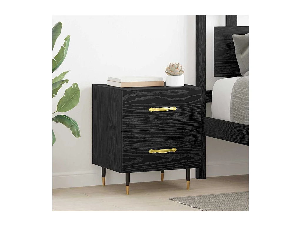 Comodino con cassetto Rovere nero 40 x 35 x 47,5 cm