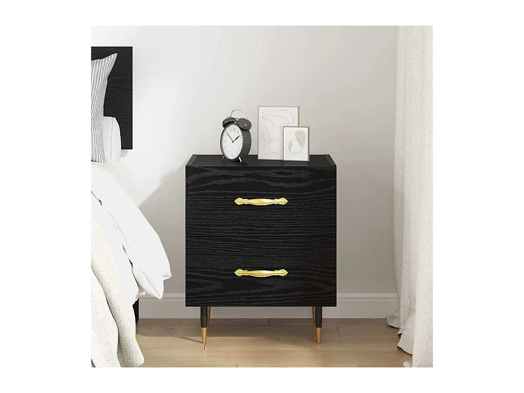 Comodino con cassetto Rovere nero 40 x 35 x 47,5 cm