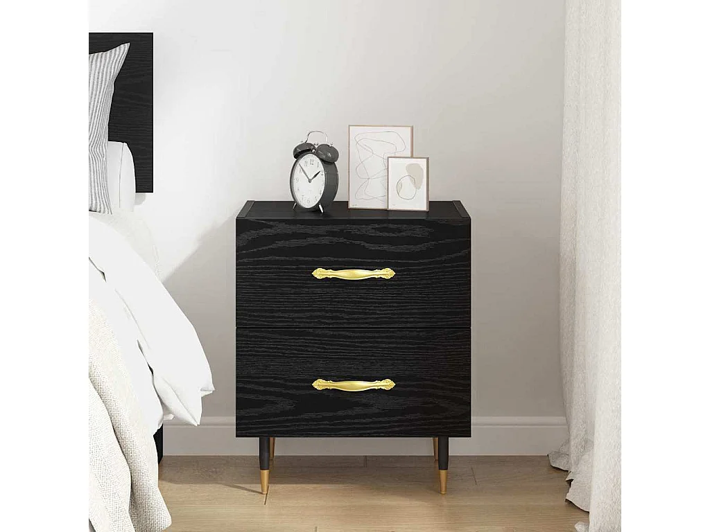 Mesilla de noche con cajón Roble negro 40 x 35 x 47,5 cm