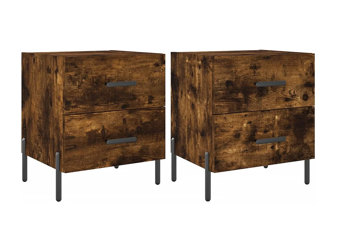 Comodini in rovere affumicato 2 pezzi 40x35x47,5 cm in legno ingegnerizzato