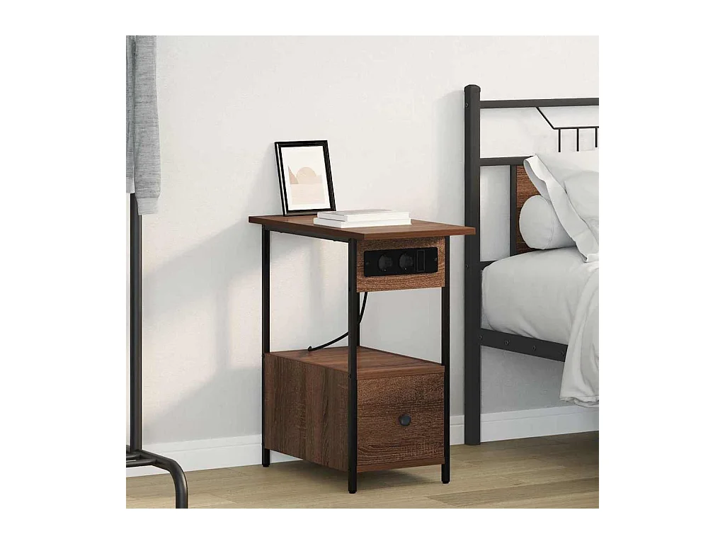 Cabinet de chevet avec tiroir Chêne marron 60 x 30 x 61 cm