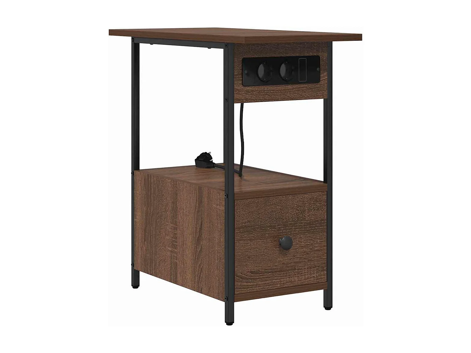 Mesilla de noche con cajón Roble marrón 60 x 30 x 61 cm