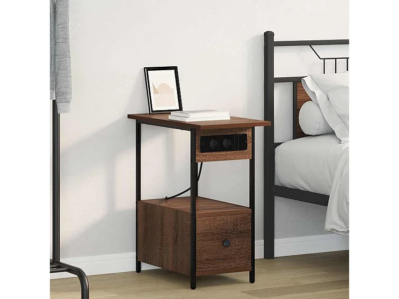 Cabinet de chevet avec tiroir Chêne marron 60 x 30 x 61 cm