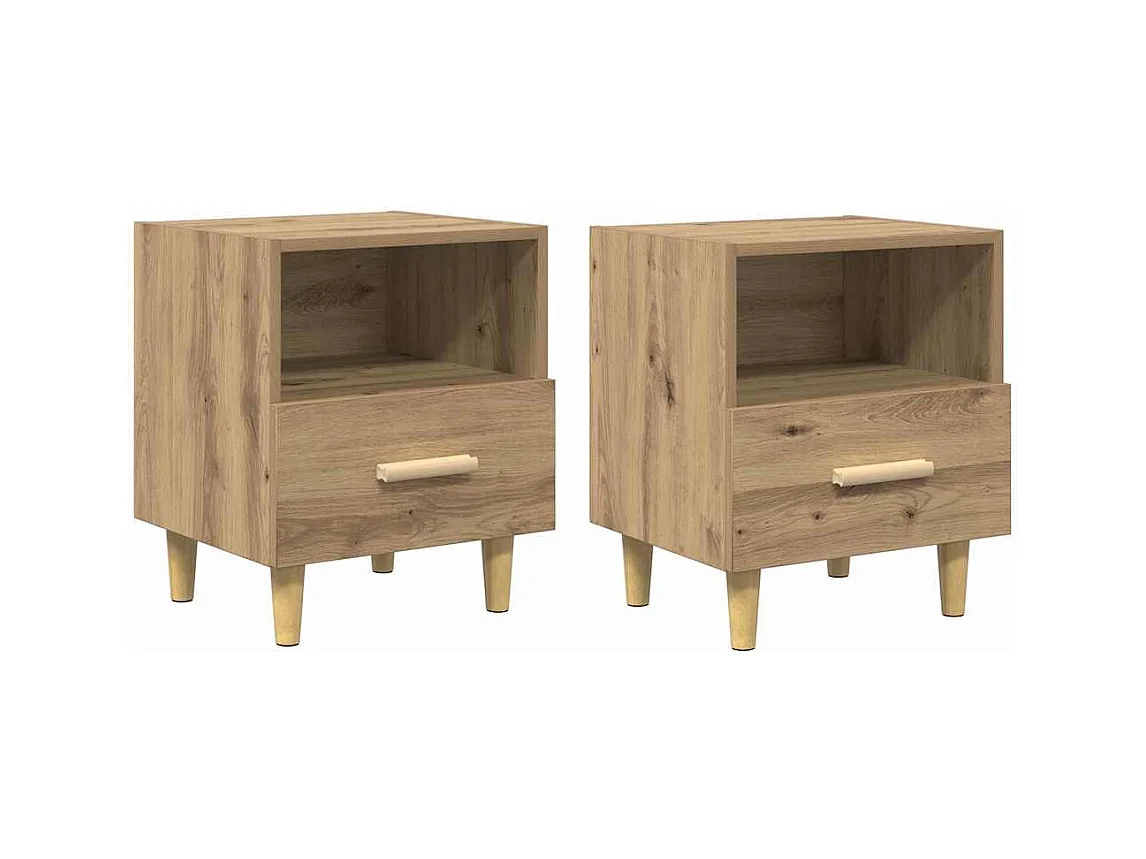 Cabinet de chevet 2 pcs chêne artisanal 40 x 35 x 47.5 cm
