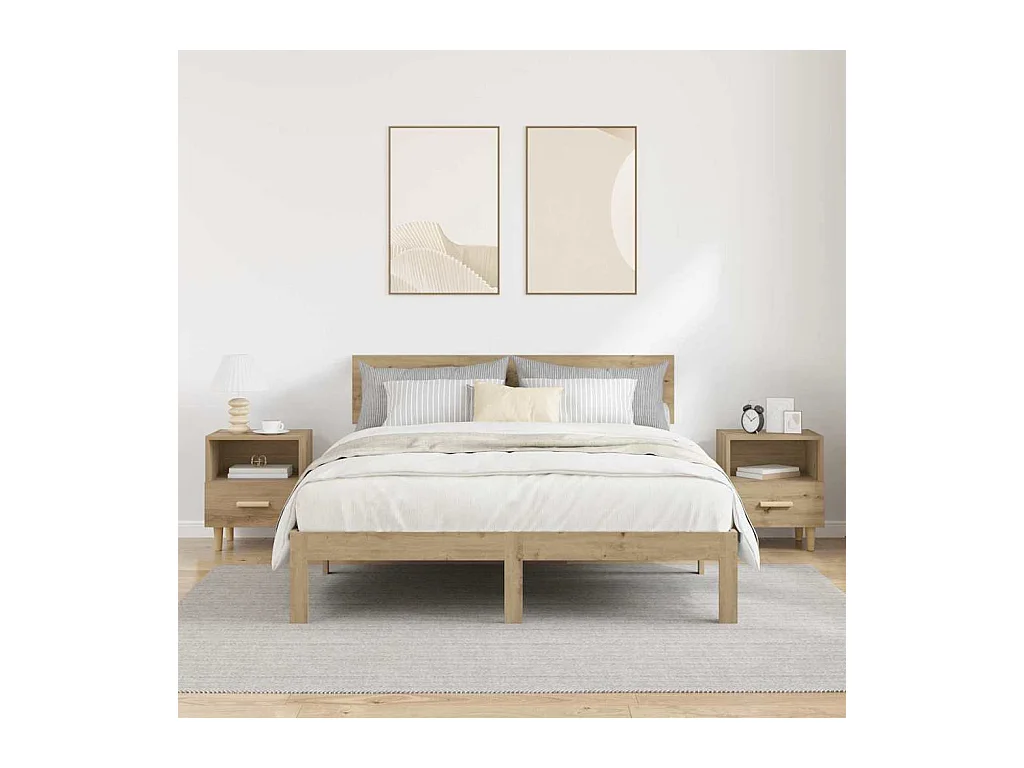 Cabinet de chevet 2 pcs chêne artisanal 40 x 35 x 47.5 cm