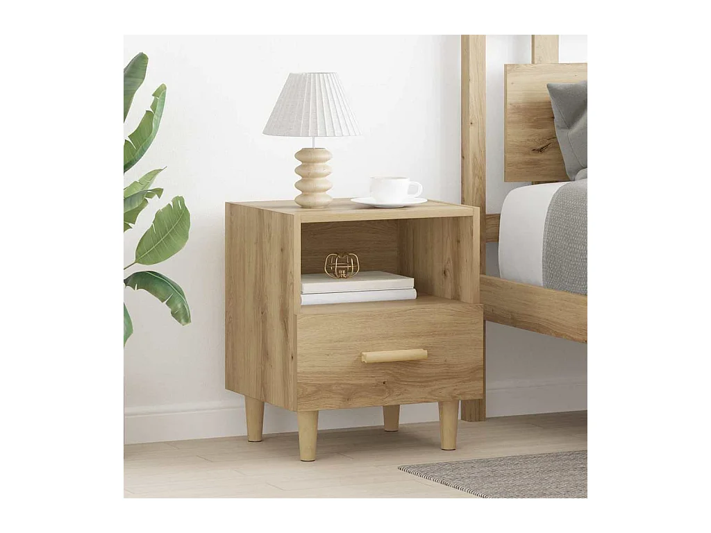 Comodino 2 pezzi in rovere lavorato a mano 40 x 35 x 47,5 cm