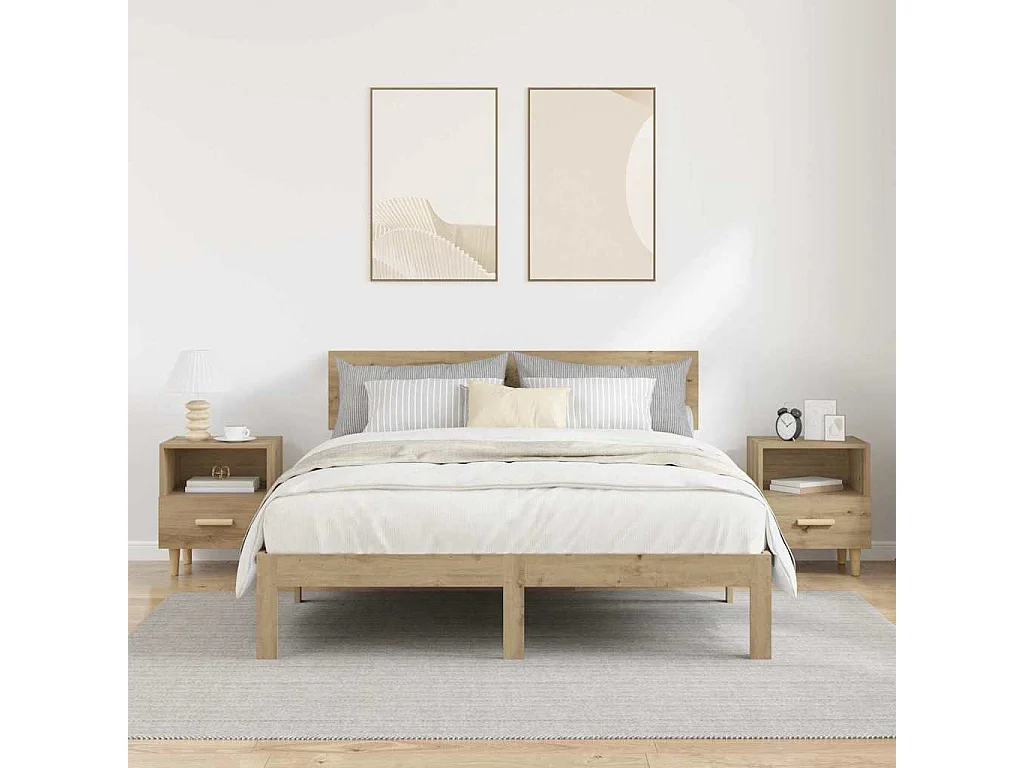 Cabinet de chevet 2 pcs chêne artisanal 40 x 35 x 47.5 cm