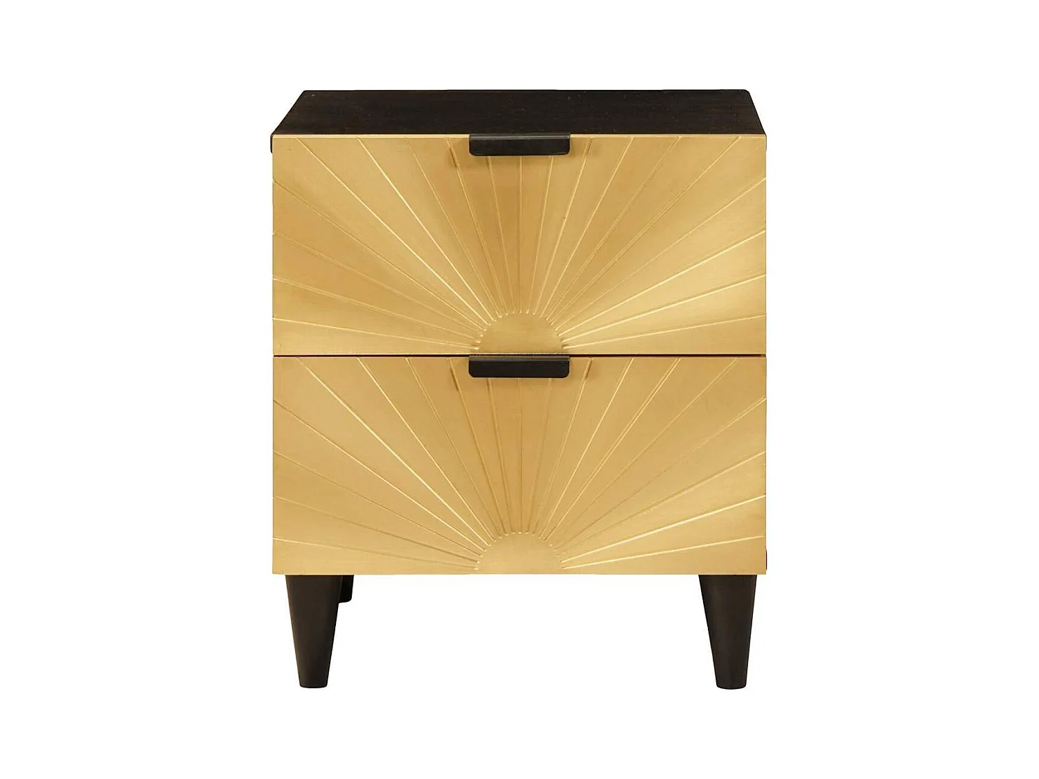 Comodino con cassetto Nero e oro 40 x 33,5 x 46 cm