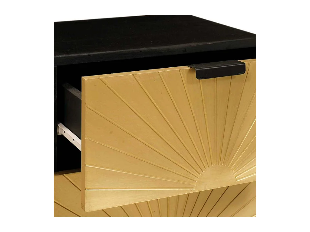 Comodino con cassetto Nero e oro 40 x 33,5 x 46 cm