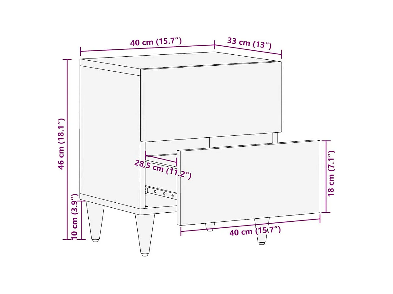 Comodino con cassetto Nero e oro 40 x 33,5 x 46 cm
