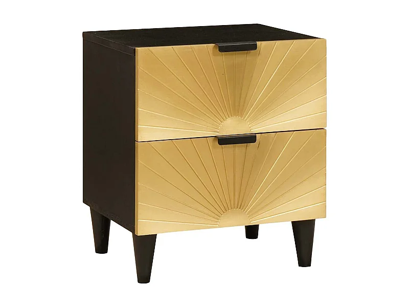 Comodino con cassetto Nero e oro 40 x 33,5 x 46 cm