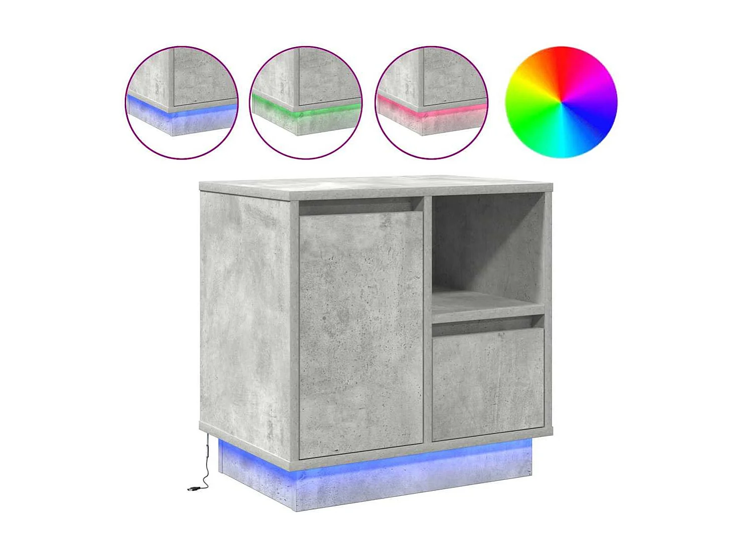 Cabinet de chevet avec 2 pcs Gris béton 50 x 34.5 x 50 cm.