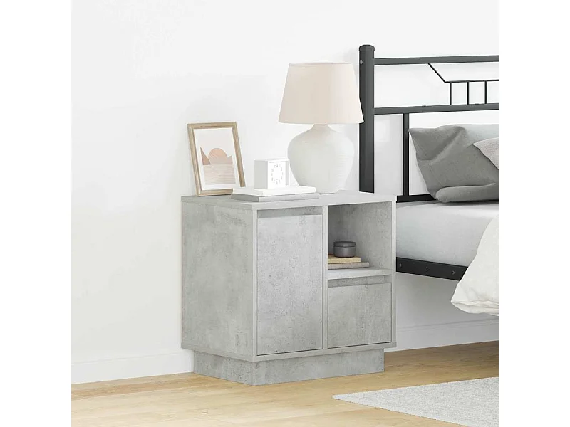 Cabinet de chevet avec 2 pcs Gris béton 50 x 34.5 x 50 cm.