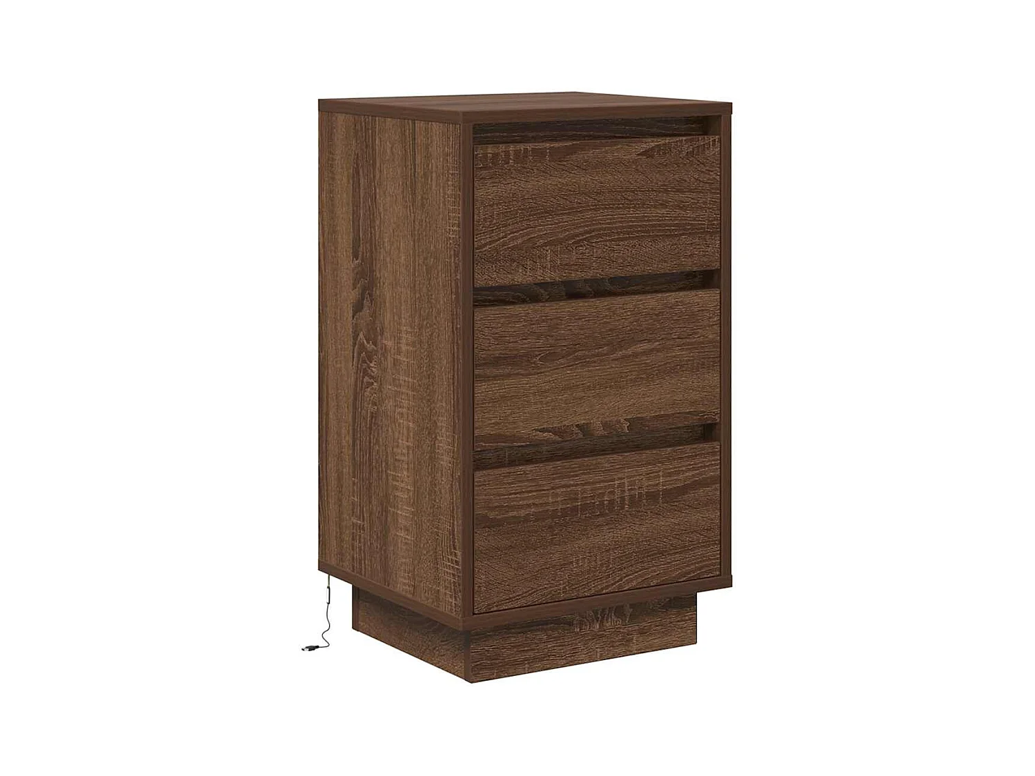 Comodino con luci LED rovere marrone 38x34x65 cm