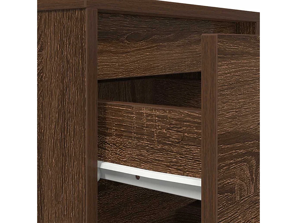 Comodino con luci LED rovere marrone 38x34x65 cm