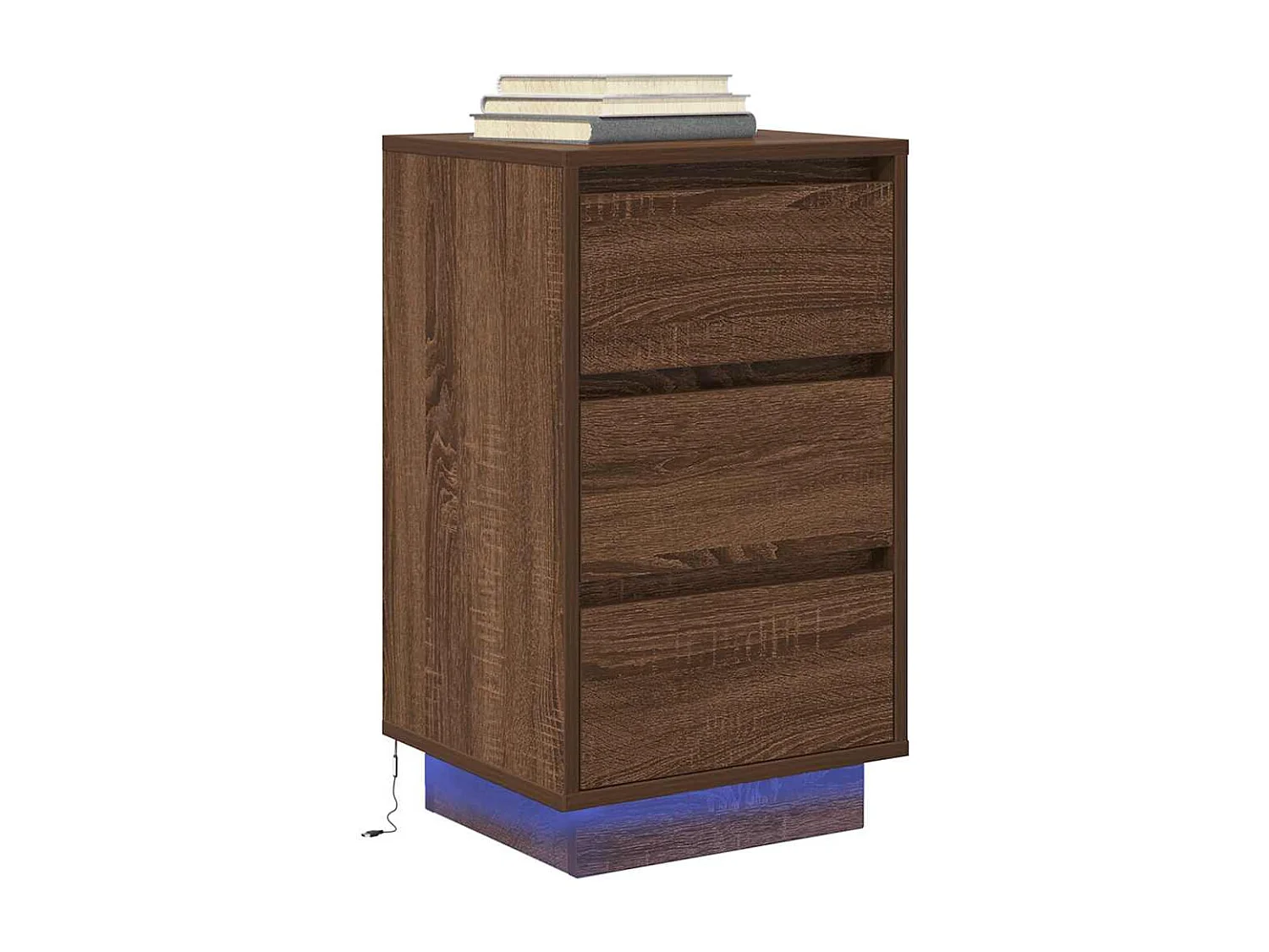 Table de chevet avec lumières LED chêne marron 38x34x65 cm