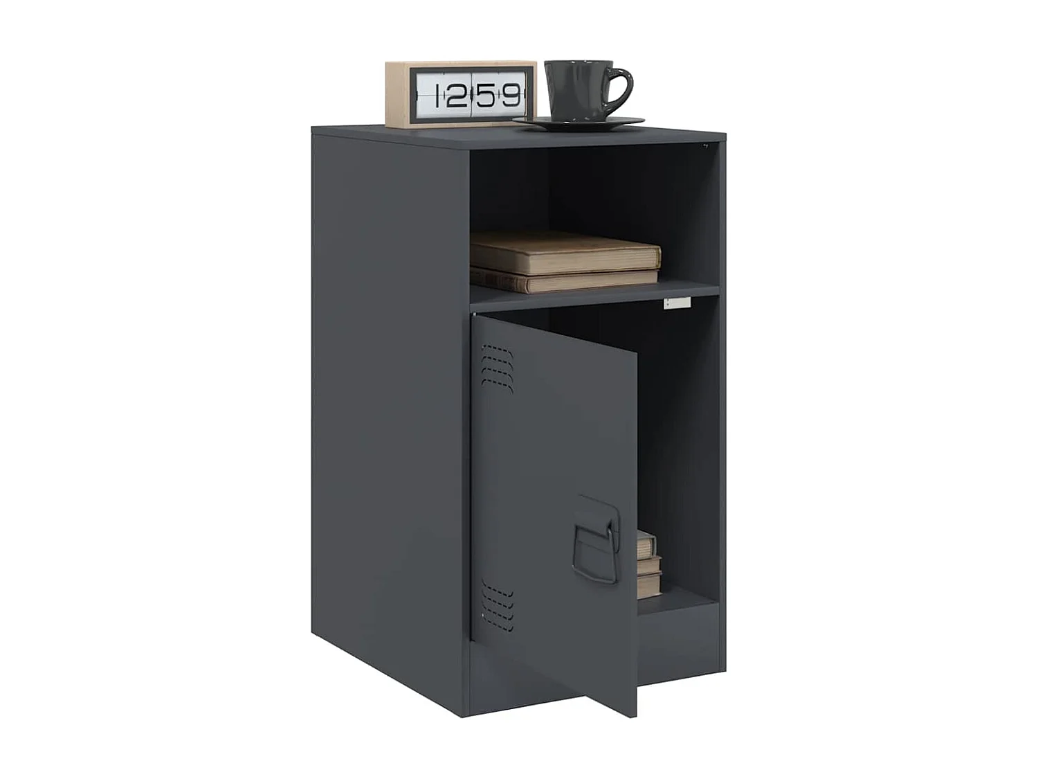 Comodino antracite 34,5x39x62 cm acciaio