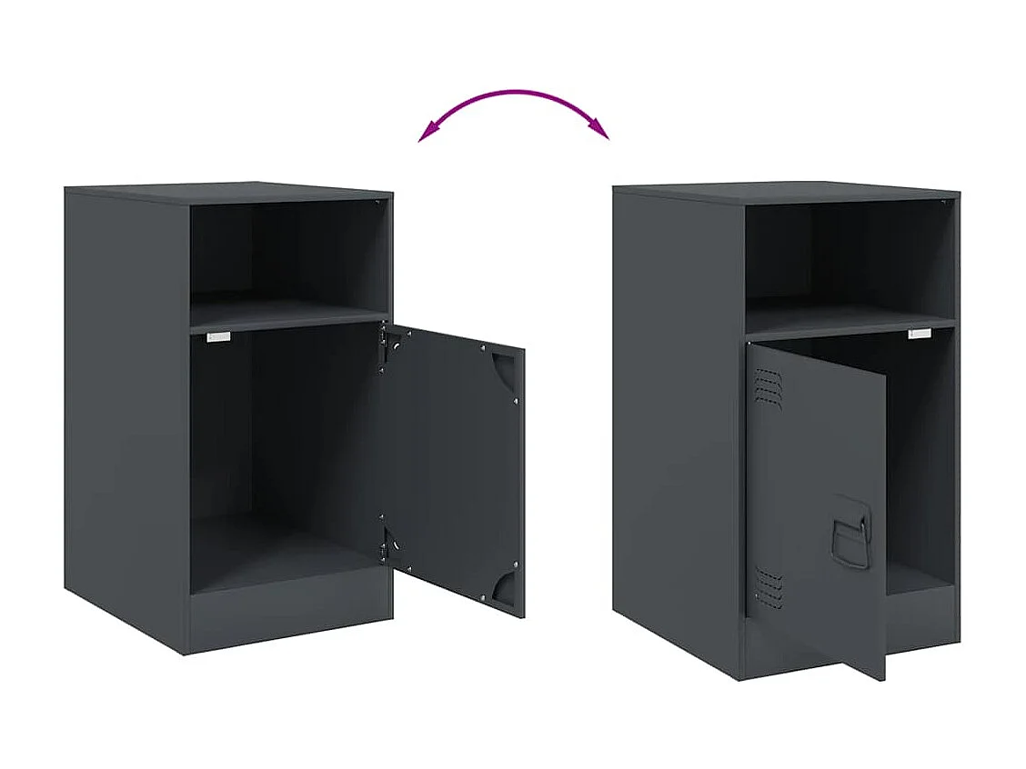 Comodino antracite 34,5x39x62 cm acciaio