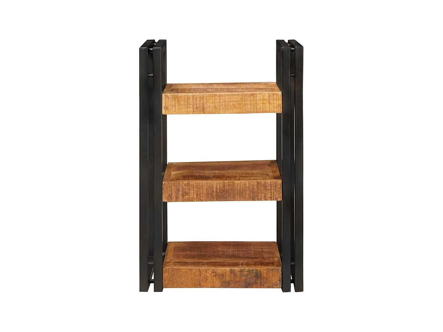 Comodino Marrone e nero Legno massello di mango