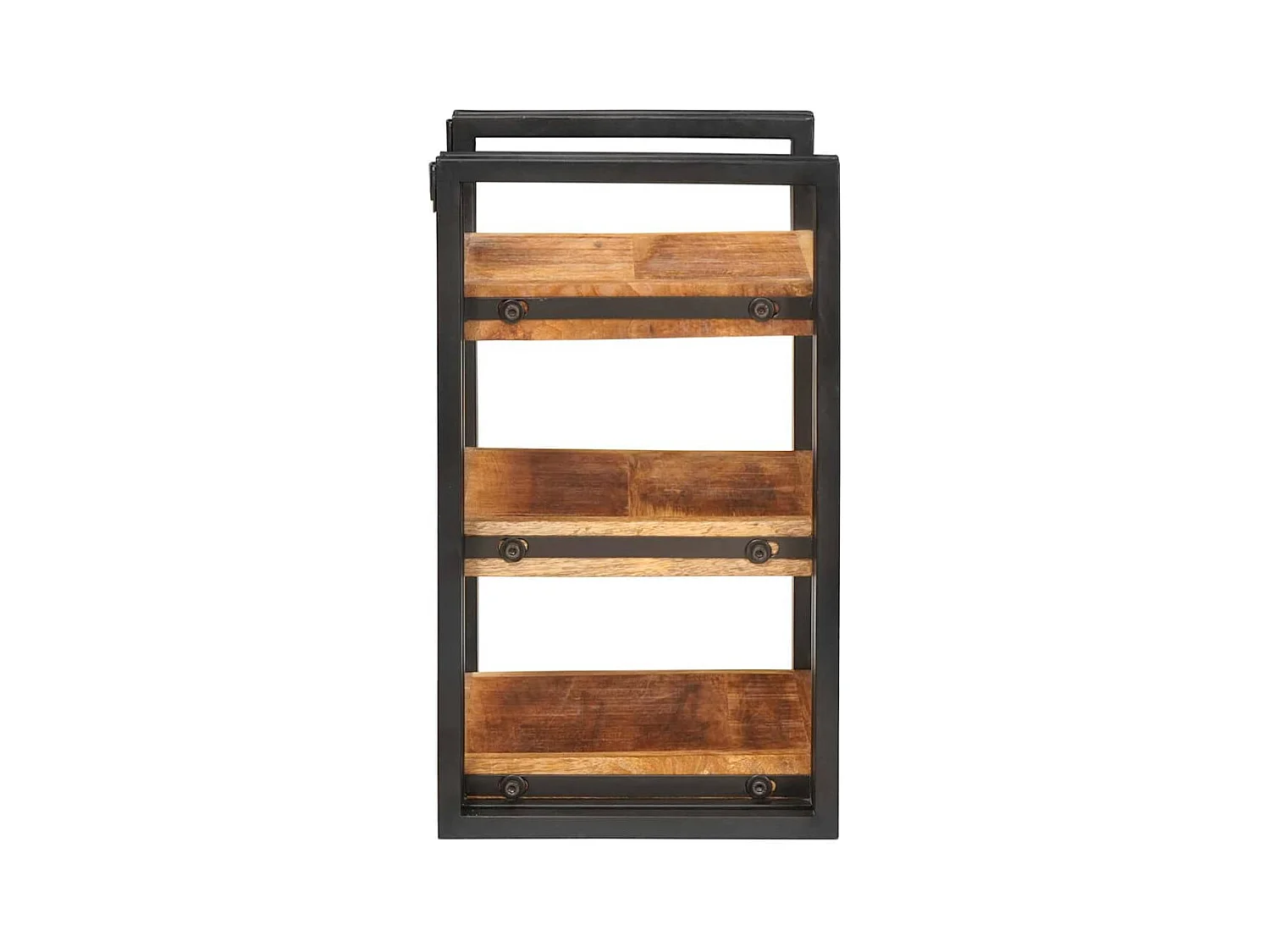 Comodino Marrone e nero Legno massello di mango