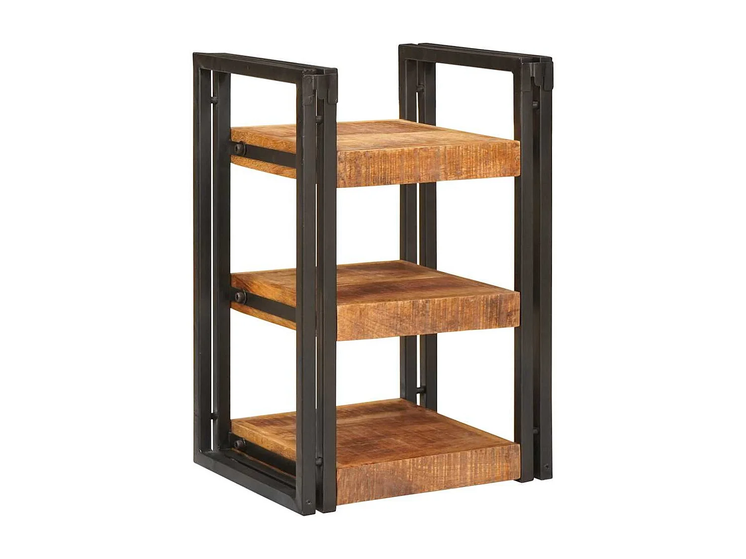 Comodino Marrone e nero Legno massello di mango