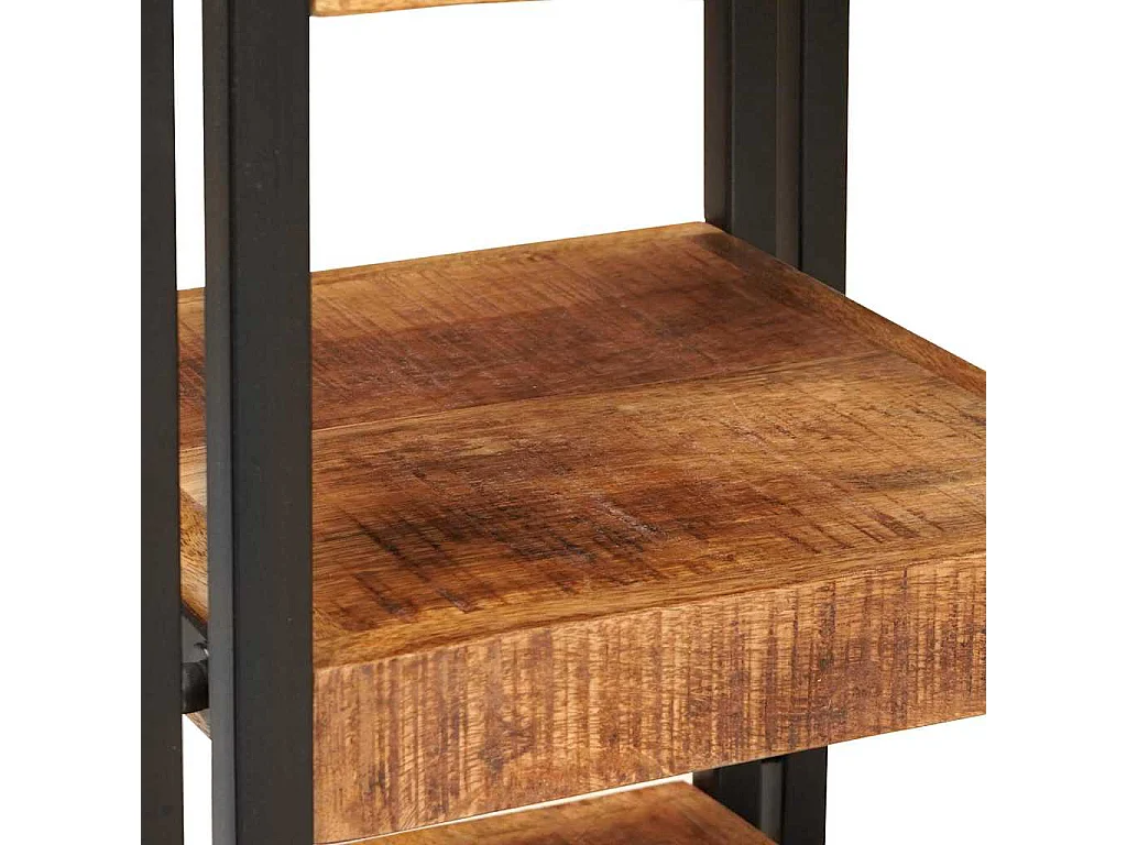 Comodino Marrone e nero Legno massello di mango