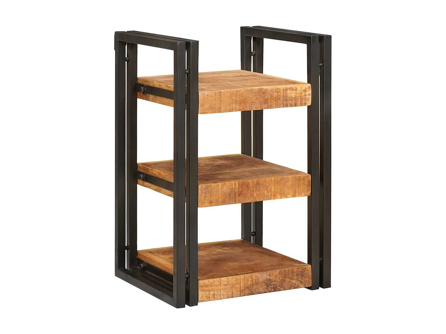 Table de chevet Marron et noir Bois de mangue massif