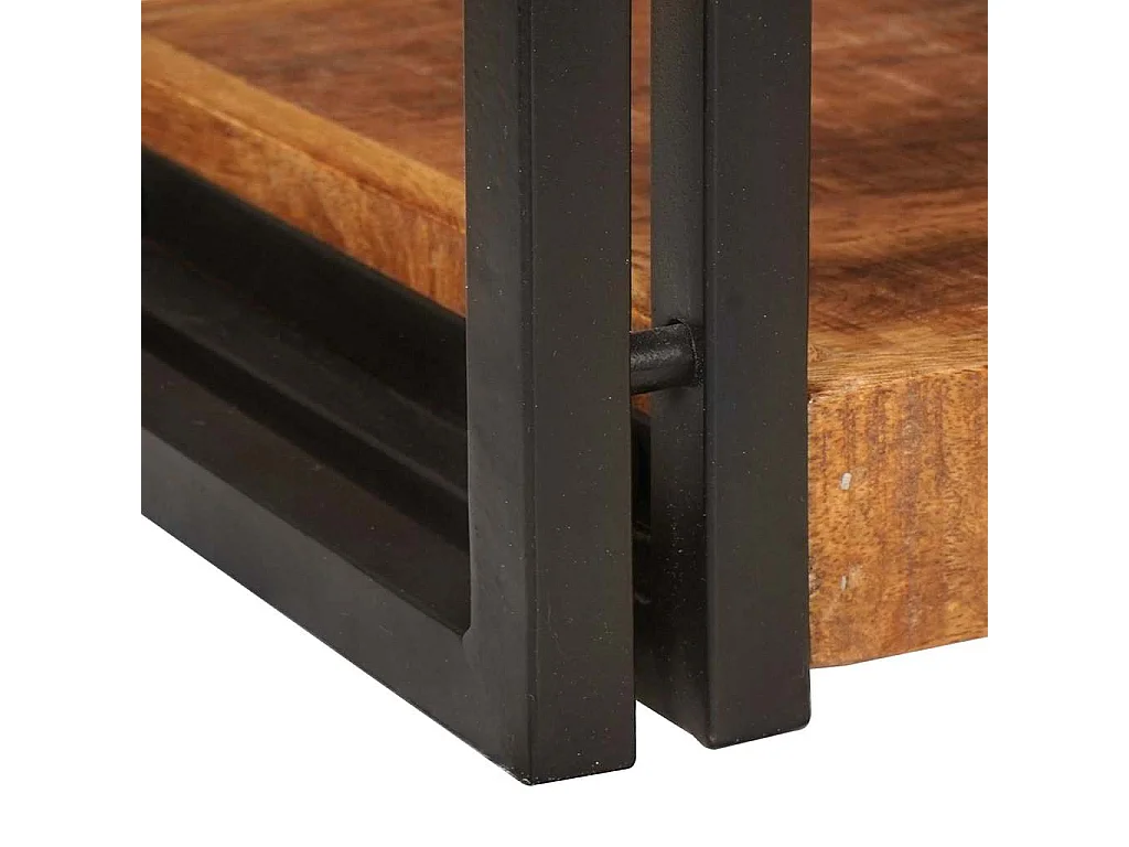 Table de chevet Marron et noir Bois de mangue massif