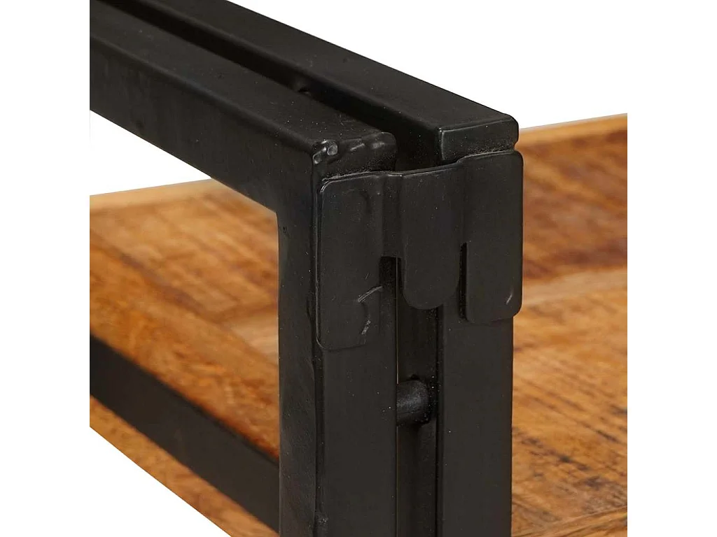 Table de chevet Marron et noir Bois de mangue massif