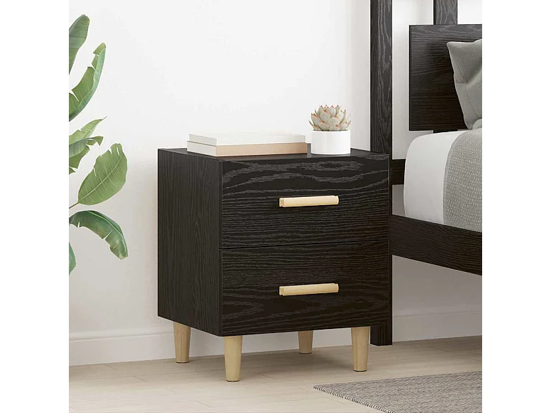 Mobiletto letto in rovere nero 40 x 35 x 47,5 cm in legno ingegnerizzato