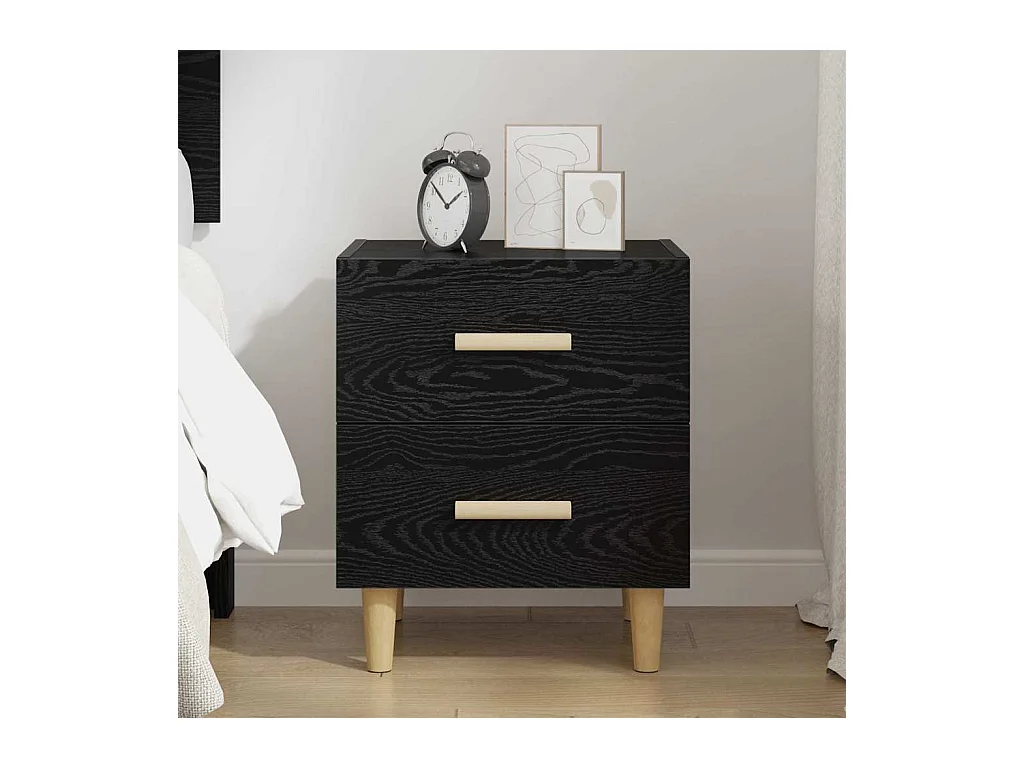 Mobiletto letto in rovere nero 40 x 35 x 47,5 cm in legno ingegnerizzato