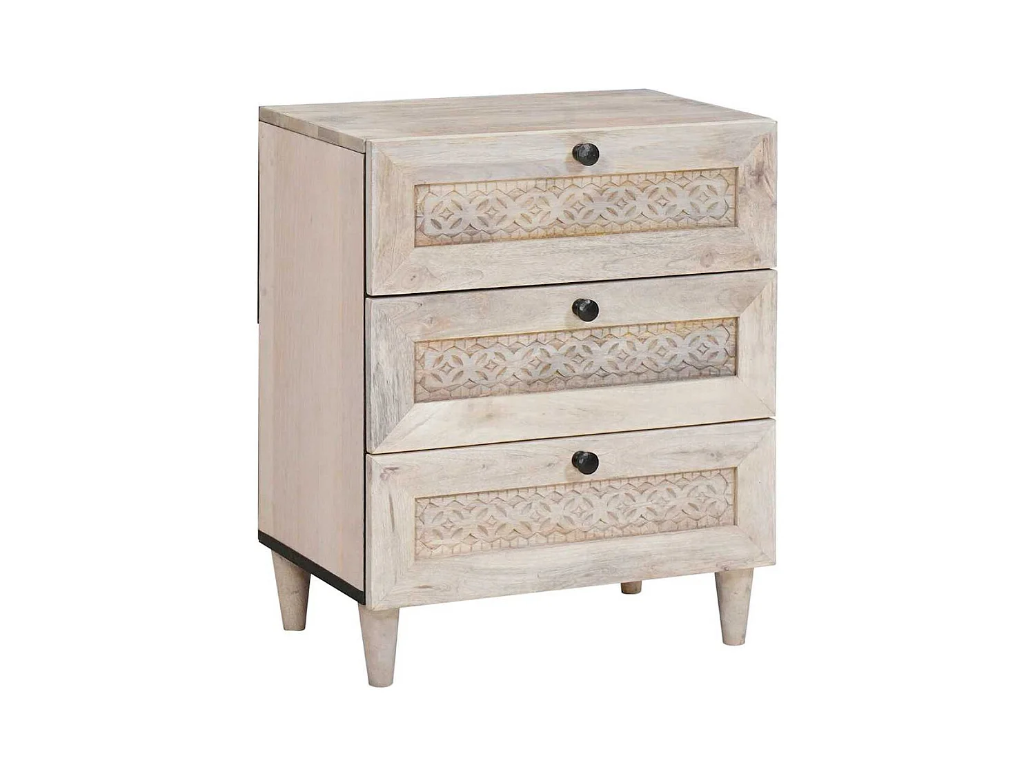 Table de chevet Beige 50 x 33 x 60 cm bois de manguier massif