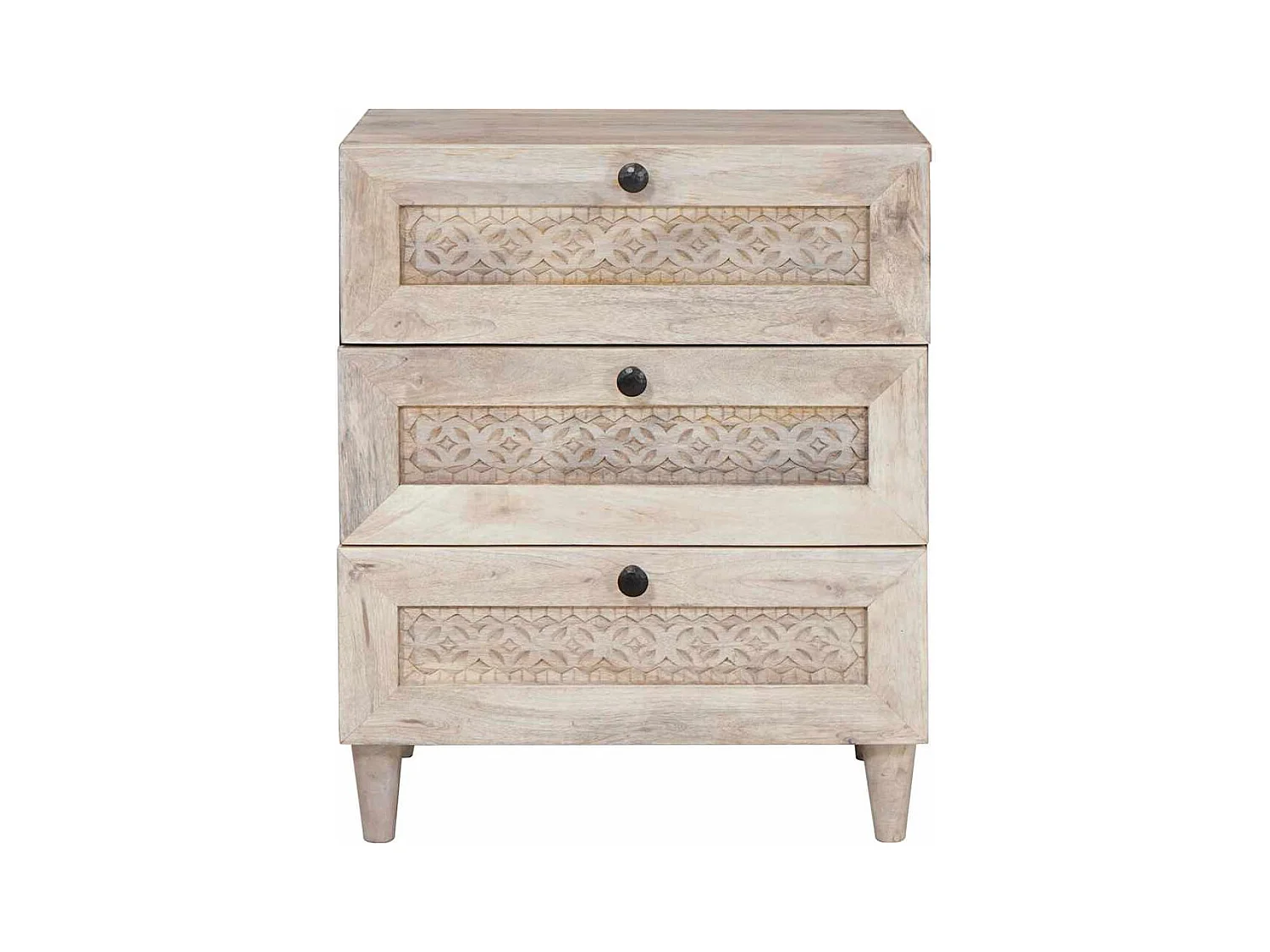 Table de chevet Beige 50 x 33 x 60 cm bois de manguier massif