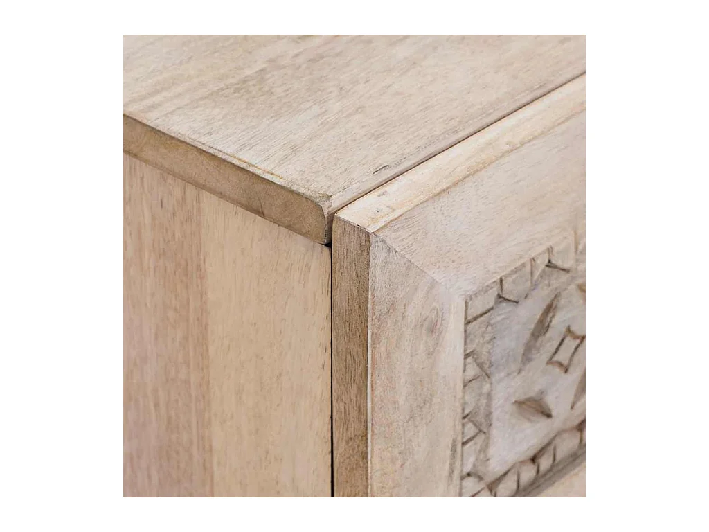 Table de chevet Beige 50 x 33 x 60 cm bois de manguier massif