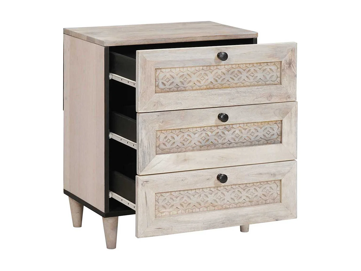 Beige nachtkastje 50 x 33 x 60 cm massief mangohout