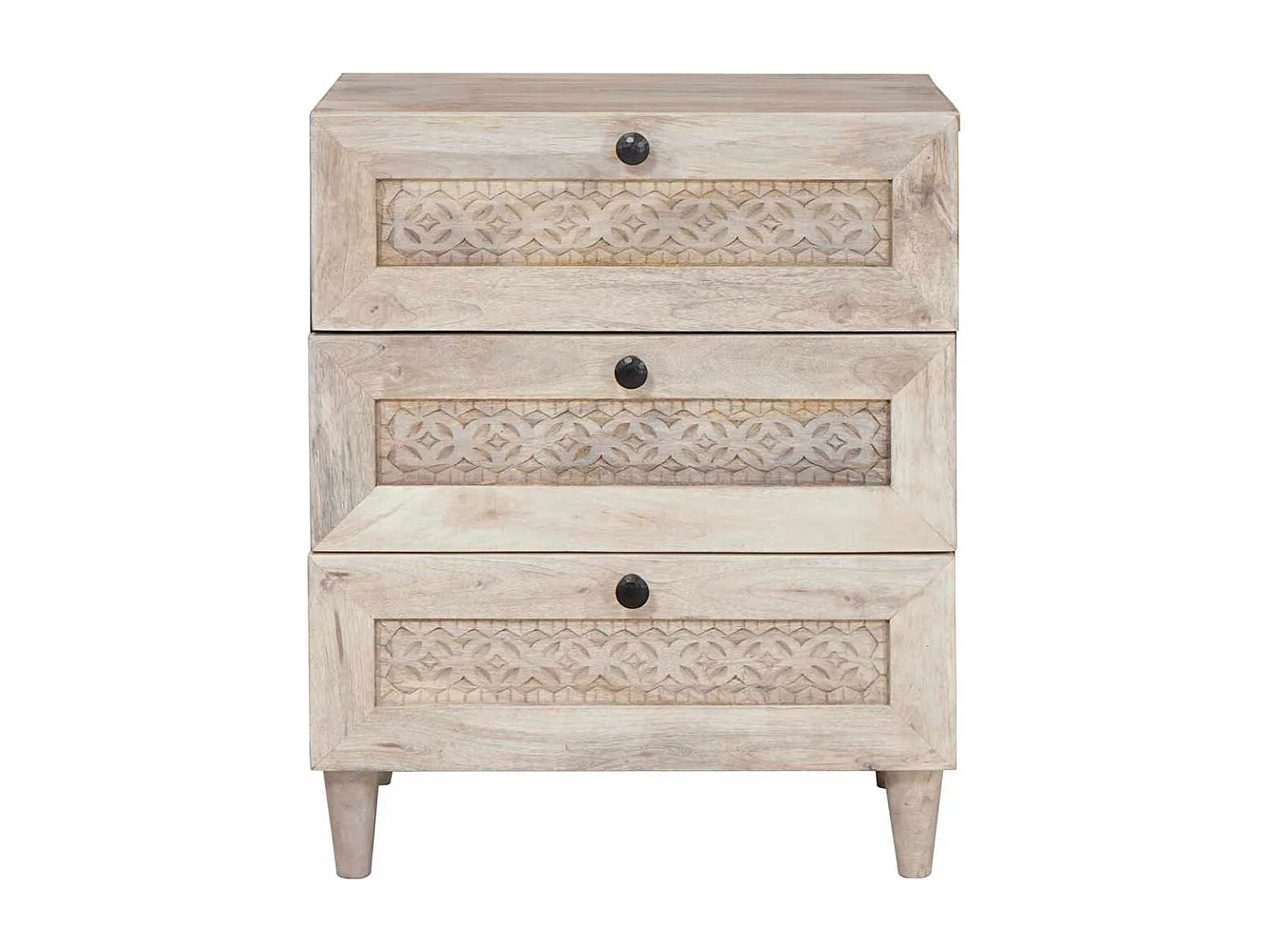 Beige nachtkastje 50 x 33 x 60 cm massief mangohout