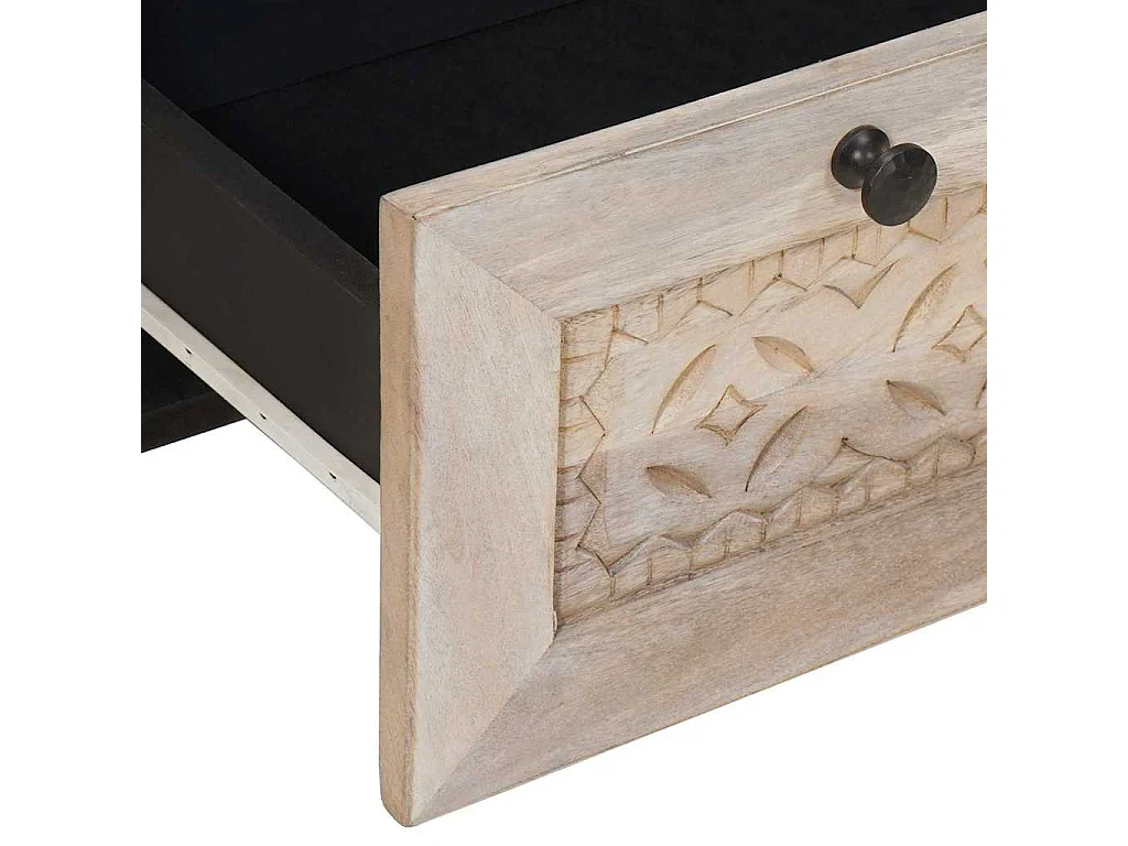 Beige nachtkastje 50 x 33 x 60 cm massief mangohout